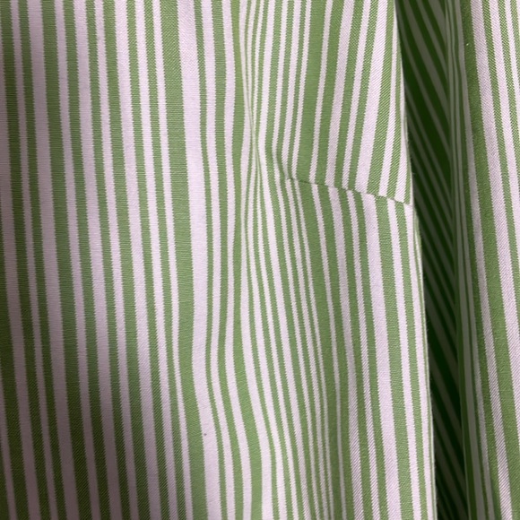 Women’s size 10 Lands’ End green/white pinstripe button-down long sleeve shirt - Picture 6 of 11